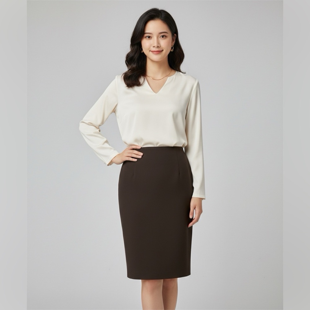 Chaus Dark Brown Pencil Skirt